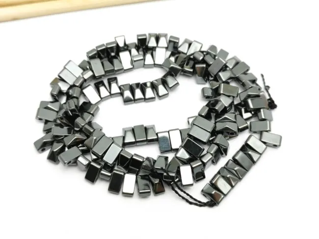 Sirag hematit dreptunghi conic cu doua orificii 7x3x3mm