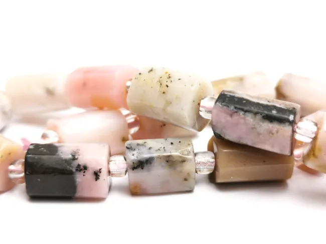 Sirag scurt opal roz tub 11~10x6~7mm