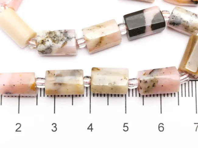 Sirag scurt opal roz tub 11~10x6~7mm