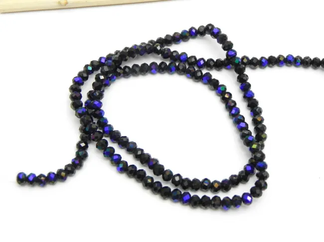 Margele cristal rondel 2.5x2mm negru heliotrop (sirag)