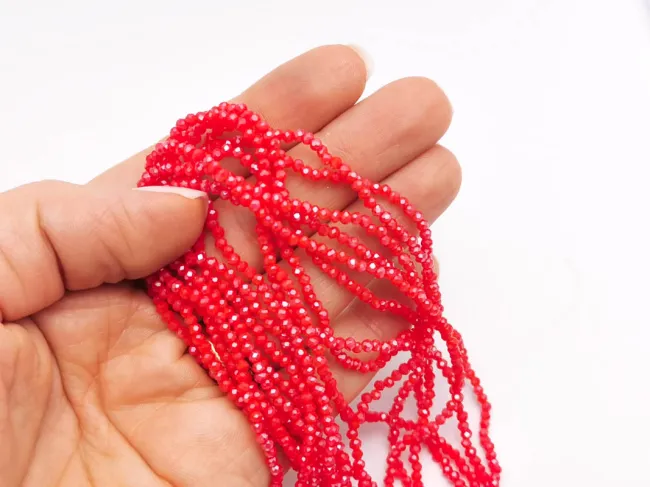 Margele cristal rondel 2.5x2mm rosu siam opac lustered (sirag)