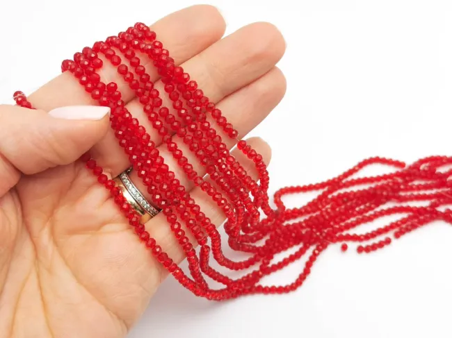 Margele cristal rondel 3x2mm rosu (sirag)