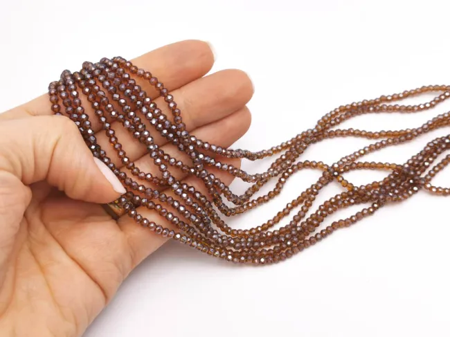 Margele cristal rondel 3x2mm maro deschis lustered (sirag)