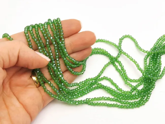 Margele cristal rondel 3x2mm verde lustered (sirag)