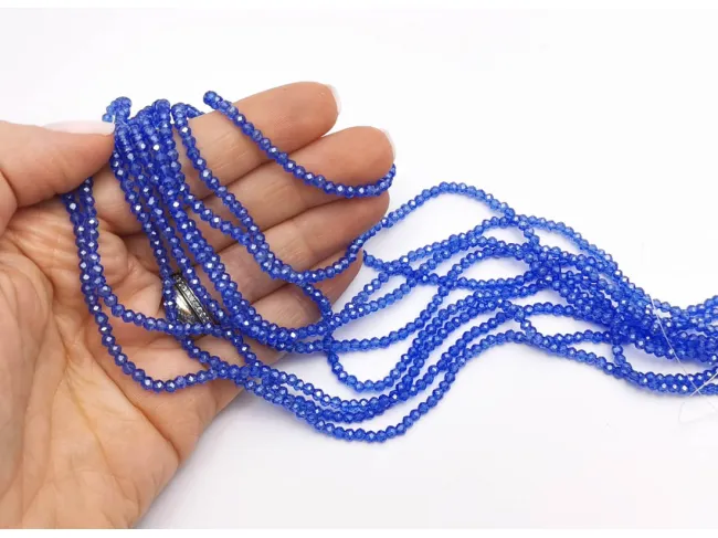 Margele cristal rondel 3x2mm albastru lustered (sirag)