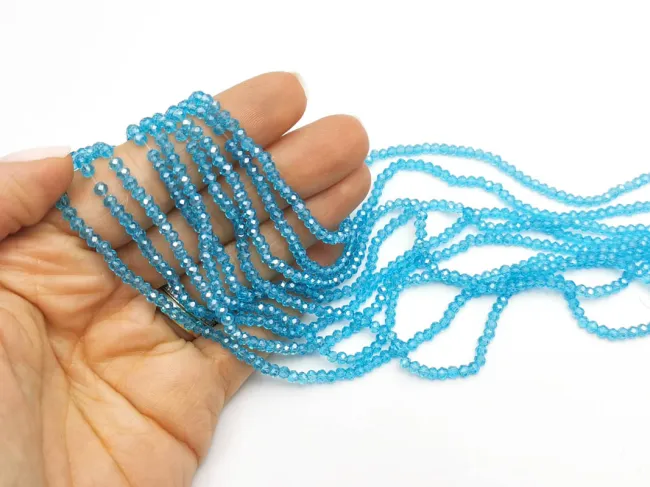 Margele cristal rondel 3x2mm turcoaz lustered (sirag)