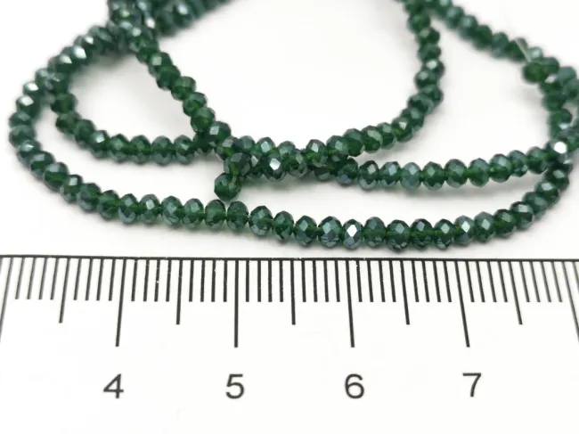 Margele cristal rondel 2.5x2mm verde inchis opal lustered (sirag)