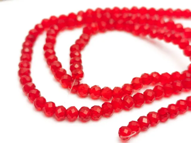 Margele cristal rondel 3x2mm rosu (sirag)