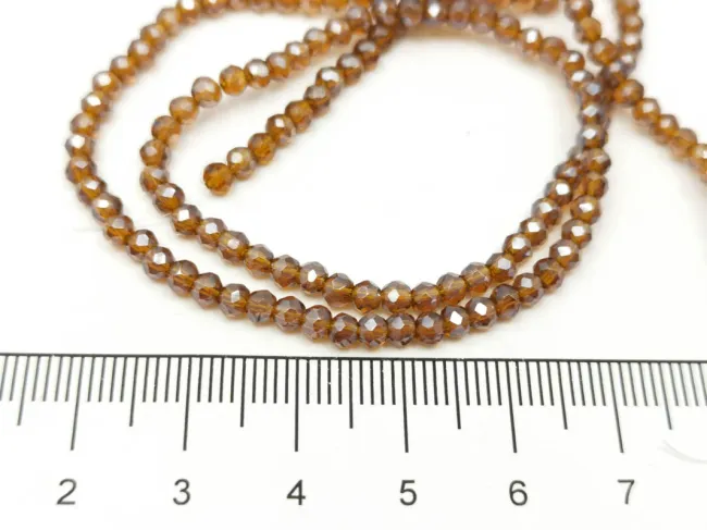 Margele cristal rondel 3x2mm maro deschis lustered (sirag)