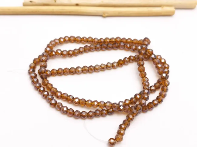 Margele cristal rondel 3x2mm maro deschis lustered (sirag)