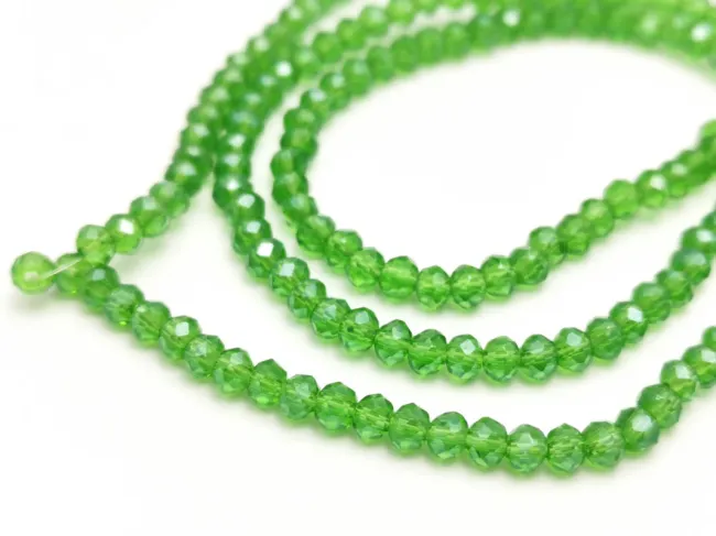 Margele cristal rondel 3x2mm verde lustered (sirag)
