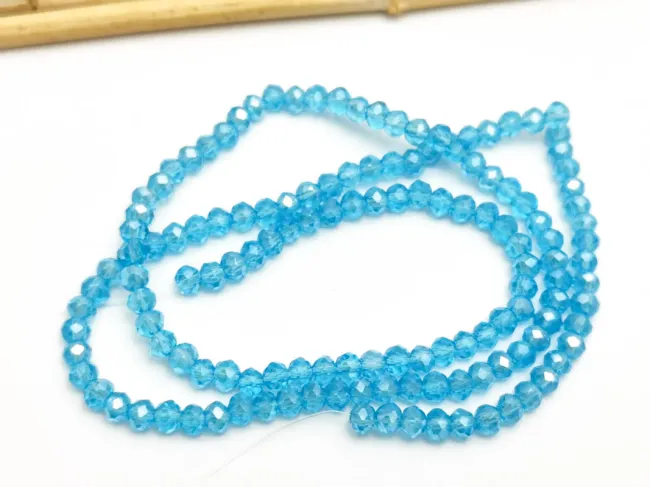 Margele cristal rondel 3x2mm turcoaz lustered (sirag)