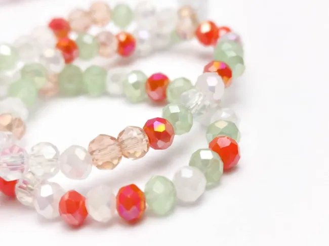 Margele cristal rondel fatetat 4x3mm mix portocaliu verde (sirag)