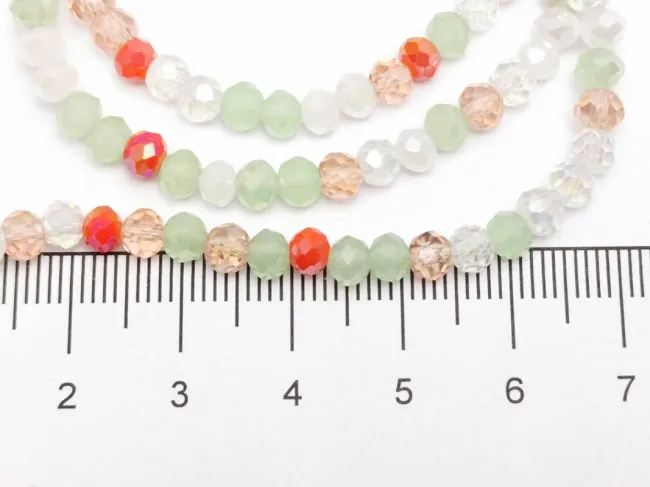 Margele cristal rondel fatetat 4x3mm mix portocaliu verde (sirag)