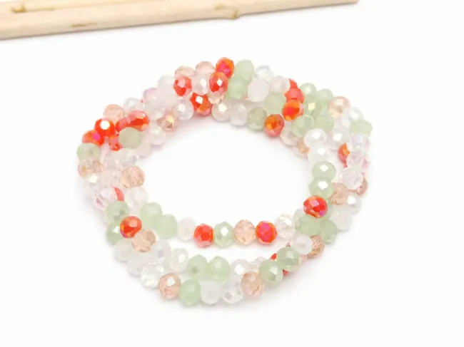 Margele cristal rondel fatetat 4x3mm mix portocaliu verde (sirag)