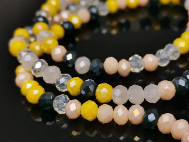 Margele cristal rondel fatetat 4x3mm mix galben roz (sirag)