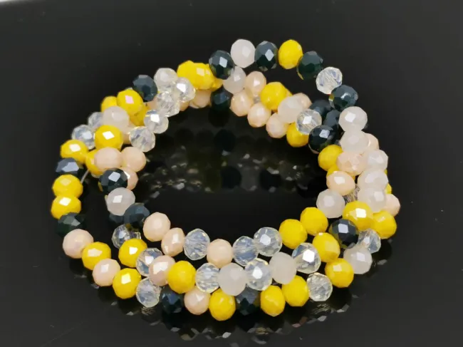 Margele cristal rondel fatetat 4x3mm mix galben roz (sirag)