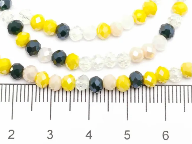 Margele cristal rondel fatetat 4x3mm mix galben roz (sirag)