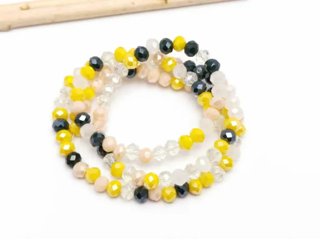 Margele cristal rondel fatetat 4x3mm mix galben roz (sirag)