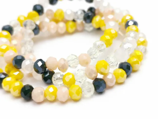 Margele cristal rondel fatetat 4x3mm mix galben roz (sirag)