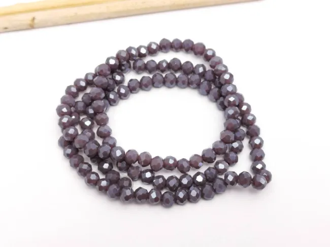 Margele cristal rondel fatetat 4x3mm lavanda inchis opac lustered (sirag)