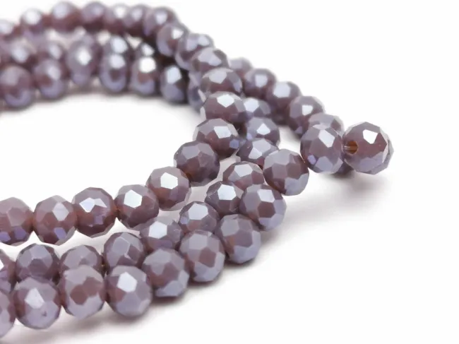 Margele cristal rondel fatetat 4x3mm lavanda inchis opac lustered (sirag)