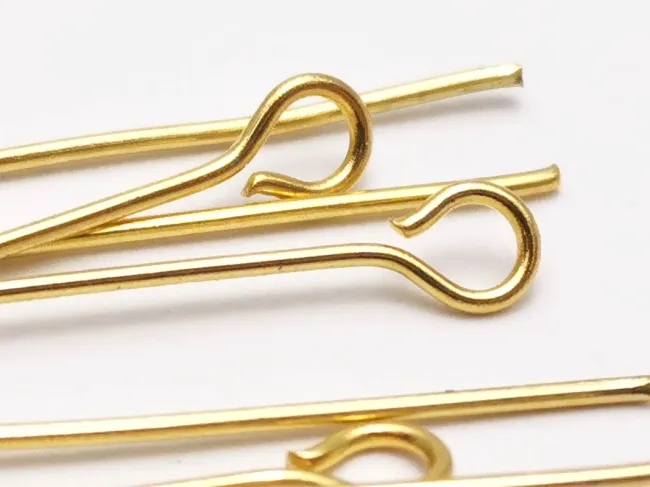 Ace cu bucla otel inoxidabil auriu lungime 4cm, grosime 0.7mm (10buc)