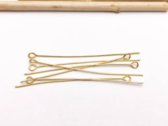 Ace cu bucla otel inoxidabil auriu lungime 4cm, grosime 0.7mm (10buc)