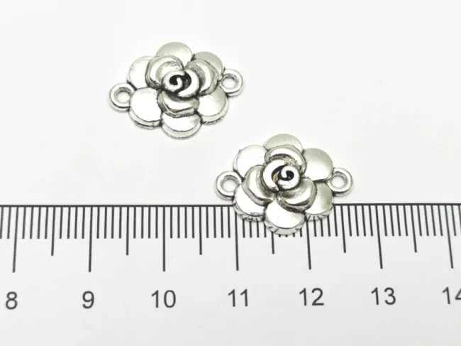 Link argintiu floare 19x14x3.5mm