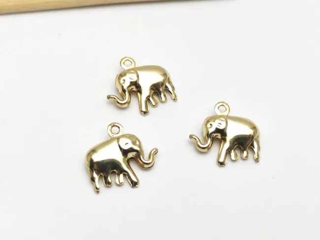 Charm otel inoxidabil 304 auriu elefant 15x14.5x5mm
