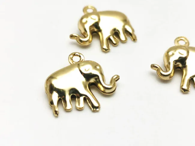 Charm otel inoxidabil 304 auriu elefant 15x14.5x5mm