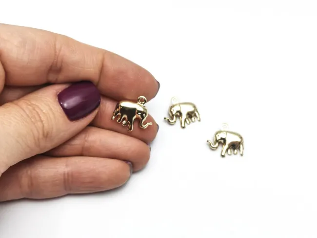 Charm otel inoxidabil 304 auriu elefant 15x14.5x5mm