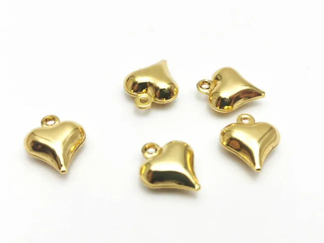 Charm otel inoxidabil 304 auriu inima 11x9mm