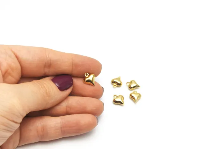 Charm otel inoxidabil 304 auriu inima 11x9mm