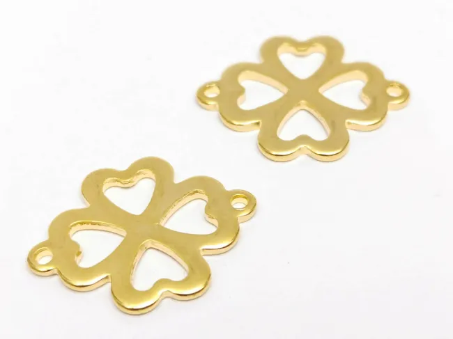 Link otel inoxidabil 304 auriu trifoi 21x16.5mm