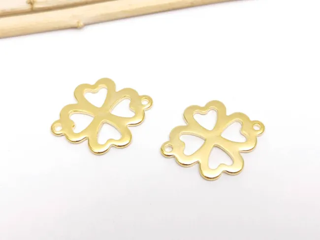 Link otel inoxidabil 304 auriu trifoi 21x16.5mm