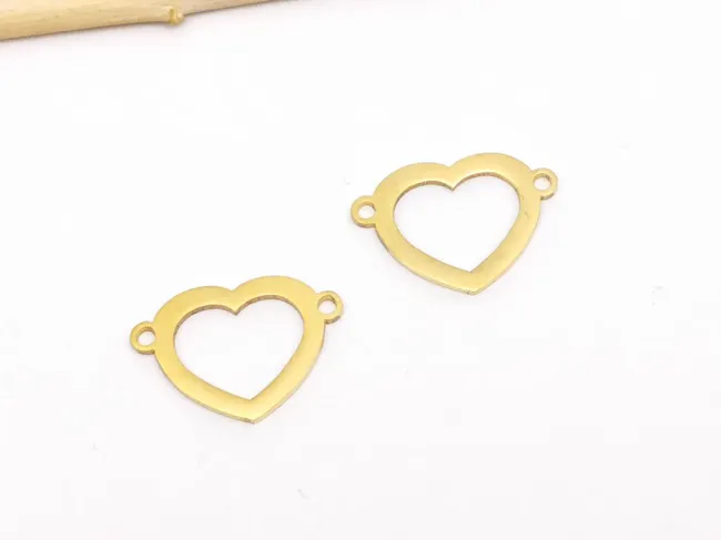 Link otel inoxidabil auriu inima 18x12.5mm