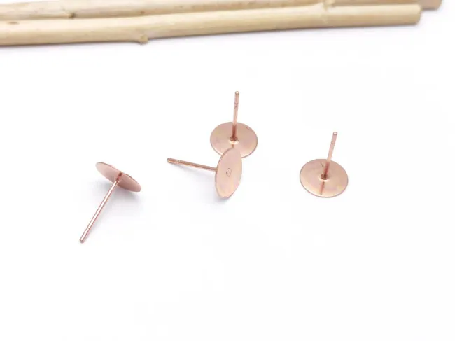 Tortite cercei otel inoxidabil rose gold 304 platou 6mm (2buc)