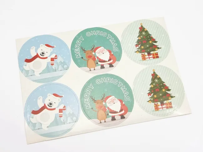 Etichete adezive rotunde de craciun 4cm