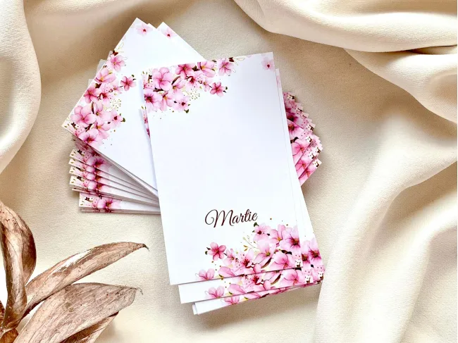 Cartonas martisor flori de cires 8.6x5.3cm (50buc)