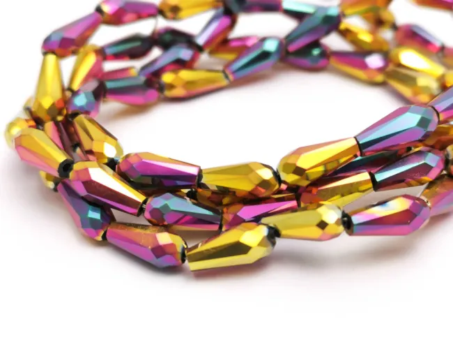 Margele cristal picatura electroplacate 10x4mm metalic mix (sirag)