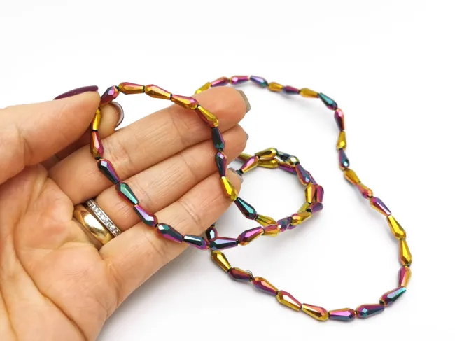 Margele cristal picatura electroplacate 10x4mm metalic mix (sirag)