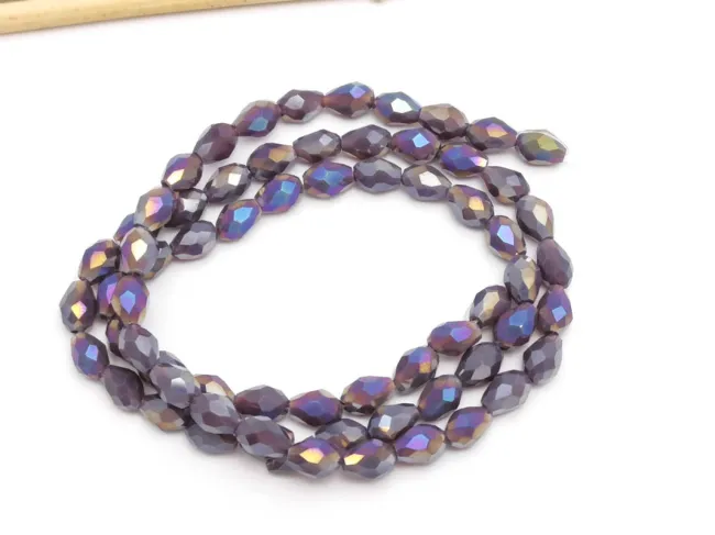 Margele cristal picatura 6x4mm mov opac AB (sirag)