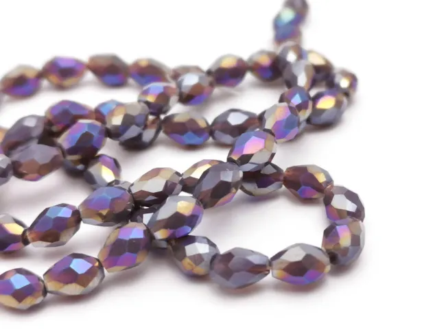 Margele cristal picatura 6x4mm mov opac AB (sirag)