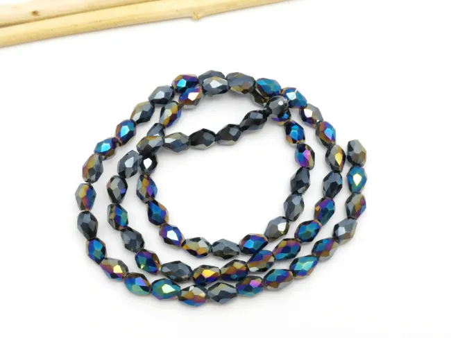 Margele cristal picatura 6x4mm hematit AB (sirag)