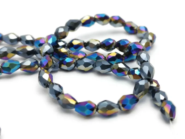 Margele cristal picatura 6x4mm hematit AB (sirag)