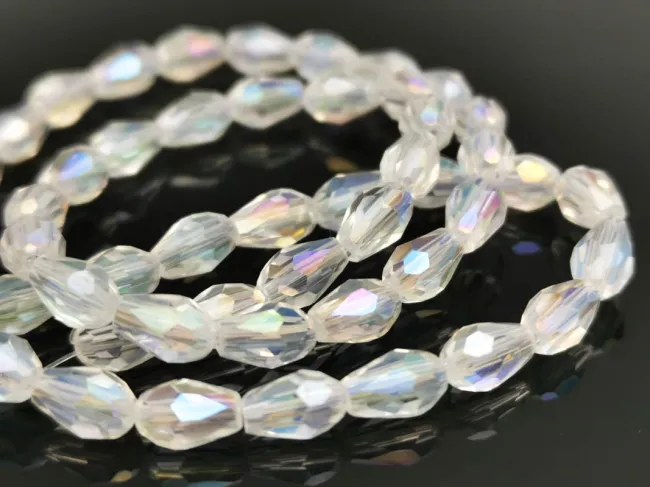 Margele cristal picatura 6x4mm transparent AB (sirag)