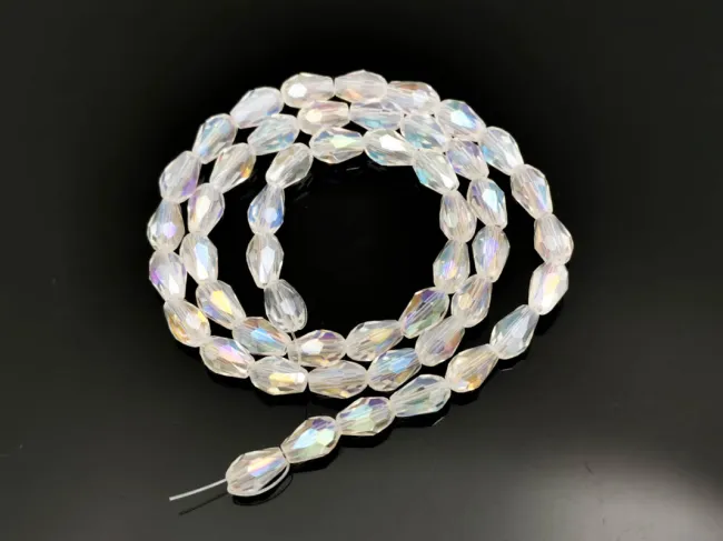 Margele cristal picatura 6x4mm transparent AB (sirag)