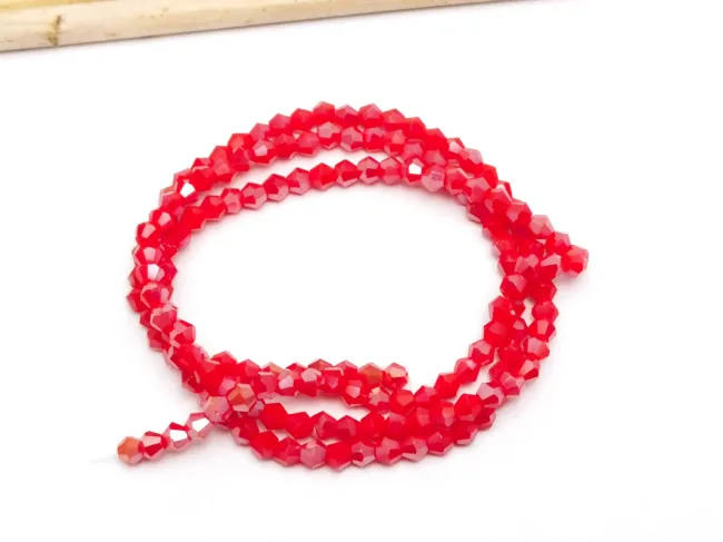 Margele cristal biconic 2x3mm rosu opac AB (sirag)