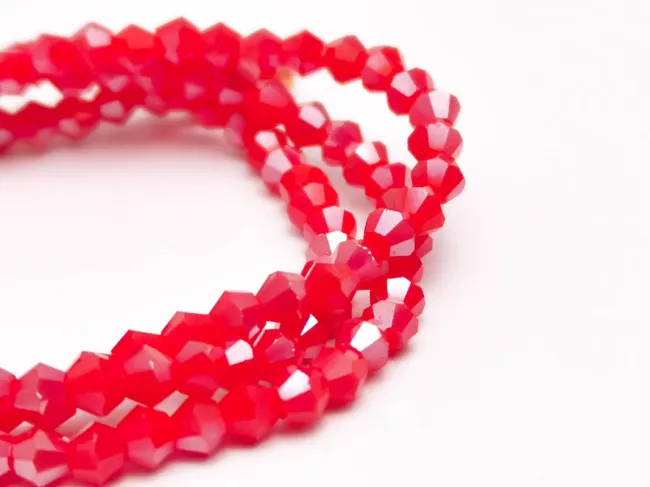 Margele cristal biconic 2x3mm rosu opac AB (sirag)